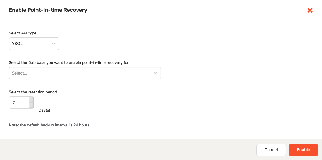 Enable PITR Enable PITR
